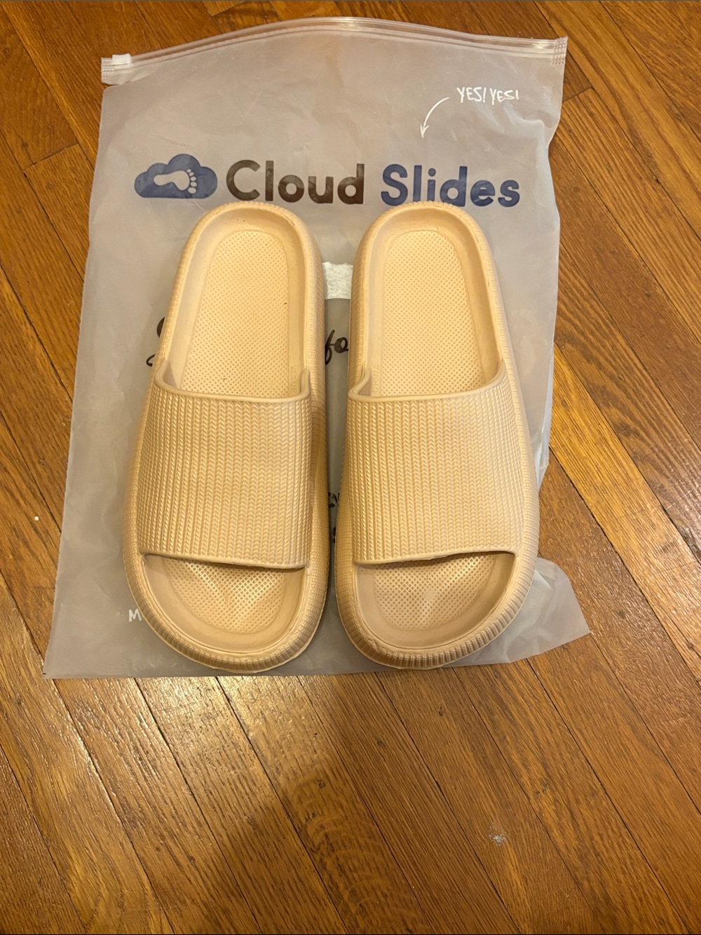 Women's Beige Slide Sandals - Cushioned Comfort